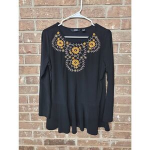 Dennis Basso Floral Embroidered Blouse, Women's Small